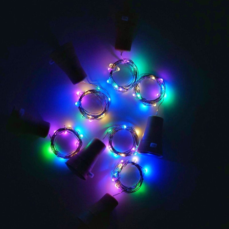Decorman 10 Pack Solar Powered Wine Bottle Lights, 10 LED Waterproof Copper Cork Shaped Lights for Wedding/Christmas/Outdoor/Holiday/Garden/Patio/Yard/Pathway Decor (Colorful) - Image 4